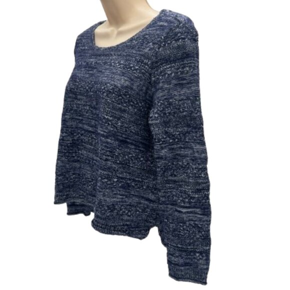 Orvis Women's XL Blue/White Crew Neck Linen Wool ViscoseSweater - Size XL - Picture 2 of 9